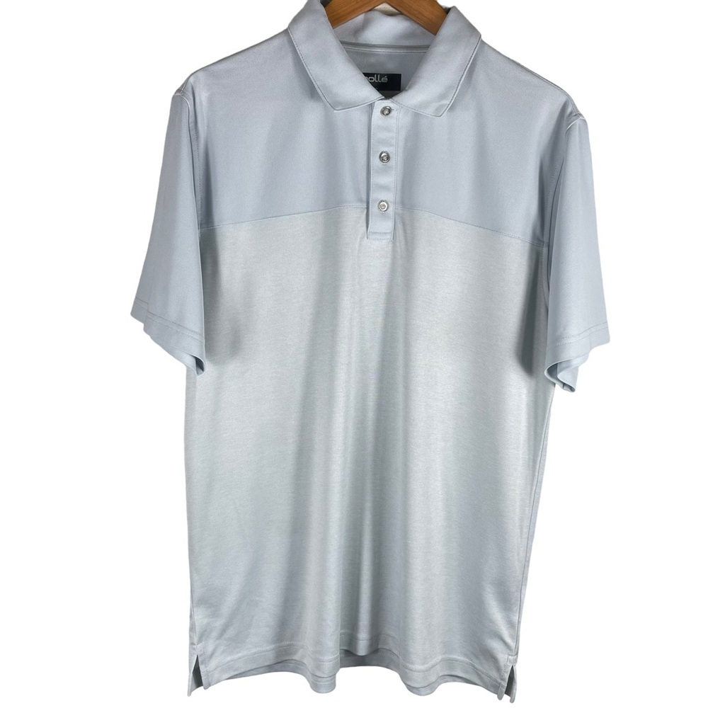 Bolle Men Polo Shirt Light Blue 1/4 Button Down Short Sleeve Knit Size in Large